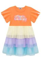 Roupa Vestido Infantil Menina Meia Malha Tela Fly Tech Colorido Manga Curta Gola Redonda Kukiê Roupa Vestido Infantil Menina Meia Malha Tela Fly Tech Colorido Manga Curta Gola Redonda Kukiê