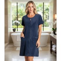 Roupao Adulto Com Ziper Daniela Tombini Kn Azul Marinho Roupao Adulto Com Ziper Daniela Tombini Kn Azul Marinho