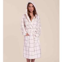 Roupao Adulto Fleece Lua Lua On Off Xadrez Branco