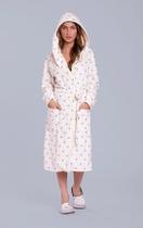 Roupao Adulto Fleece Lua Lua Owl Shines Poa Branco