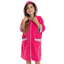 Roupão Atoalhado Infantil com Zíper e Capuz - Pink - P
