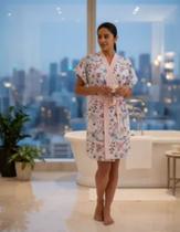 Roupao Aveludado Adulto Curto Estampado Luau G