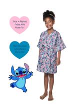 Roupão Aveludado Infantil Juvenil Quimono Estampado Stitch Vários Tamanhos - Crianças de 4 a 12 anos