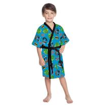 Roupão Aveludado Infantil Quimono Estampado Batman Lepper Azul Roupão Aveludado Infantil Quimono Estampado Batman Lepper Azul