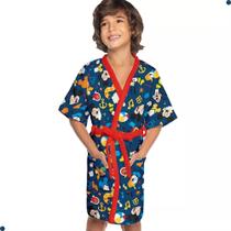 Roupão Aveludado Infantil Quimono Estampado Mickey