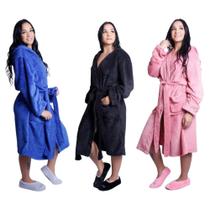 Roupão com Touca Manga Longa Microfibra Macio Unissex