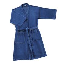 Roupão de Banho Atoalhado Adulto Velour Confort Liso Felpudo Elegante Algodão Azul