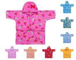 Roupão de banho bebe infantil bichinhos estampado c/capuz baby joy iii funny divertidos
