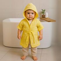 Roupão De Banho Bebê Praia Piscina Capuz Macio Seca soft Fralda 100% Algodão Infantil Confortável Inverno Menina Menino Neutro Estampado até 12 meses