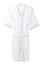 Roupão de Banho Briza Atoalhado Adulto c/ Viés 100% Algodão Manga Curta (4022) Branco Tam GG