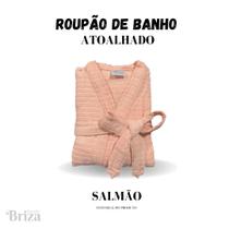 Roupão de Banho Briza Atoalhado Feminino Adulto 100% Algodão Manga Curta (4009) - Tam Único Salmão