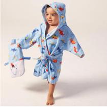 Roupão de Banho C/Capuz Bebê Infantil Felpa Aveludada 100% Algodão Baby Joy