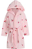 Roupão de banho de flanela de pelúcia Robe Umeyda para meninas 4T Cherry