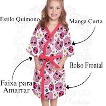 Roupão de Banho de Menina Felpudo Infantil Kids Divertido