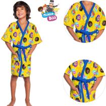 Roupão de Banho de Menino Aveludado Infantil Kids Divertido