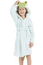 Roupão de banho DELEY Girls de lã macia com capuz de crocodilo de 1 a 7 anos