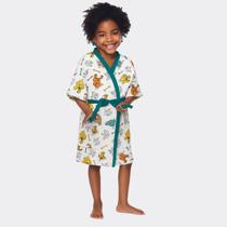 Roupão de banho infantil atoalhado jurassico-diverssauro lepper