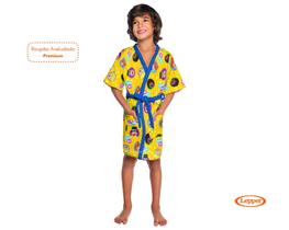 Roupão de banho infantil aveludado mundo bita quimono premium