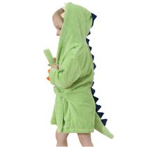 Roupão de Banho Infantil C-YOUNG - Algodão, Dinossauro, com Capuz (Verde, Tamanho S) Roupão de Banho Infantil C-YOUNG - Algodão, Dinossauro, com Capuz (Verde, Tamanho S)