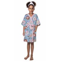 Roupão de Banho Infantil Frozen Azul Aveludado Menina Lepper -
