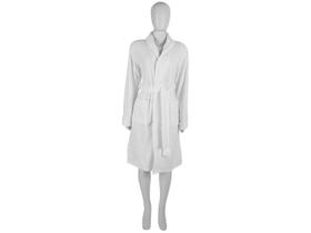 Roupão de Inverno de Microfibra Atlântica Sofisticata Premium Gola Estampada Branco