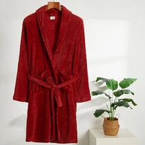 Roupão de Microfibra Basic Liso Realce Premium M Vermelho Sultan