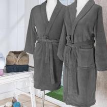 Roupão De Microfibra Fleece Tamanho Gg - Andreza Cinza Roupão De Microfibra Fleece Tamanho Gg - Andreza Cinza