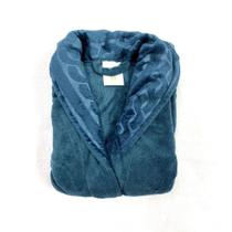 Roupão De Microfibra Gola Texturizada Sofisticata Azul M - Atlântica