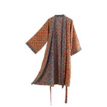 Roupão de quimono Purefair 100% algodão, gaze, luxuosa estampa boho