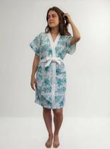 Roupão Felpudo Curto Estampado LÍrio Lepper Modelo Verão