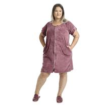 Roupão Feminino Adulto Atoalhado com Fechamento em Zíper - Amora - M Roupão Feminino Adulto Atoalhado com Fechamento em Zíper - Amora - M