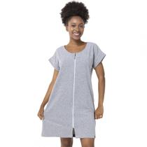 Roupão Feminino Adulto Atoalhado com Fechamento em Zíper - Mescla - EG