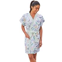 Roupão feminino adulto atoalhado manga curta estampado-lepper Roupão feminino adulto atoalhado manga curta estampado-lepper