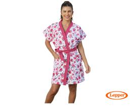Roupão feminino adulto aveludado modelo curto estampado-lepper Roupão feminino adulto aveludado modelo curto estampado-lepper
