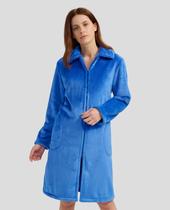 Roupão Feminino com Zíper Macio Azul Lohe Roupão Feminino com Zíper Macio Azul Lohe