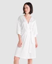 Roupão Feminino de Cetim Jacquard Macio Marfim Lohe
