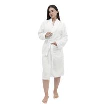 Roupão Feminino Microfibra Poliéster Appel Linha Deluxe Conforto Manga Longa Cor Branco Tamanho G