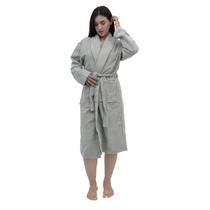 Roupão Feminino Microfibra Poliéster Appel Linha Deluxe Conforto Manga Longa Cor Cinza Tamnho P