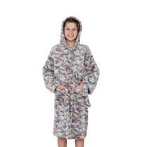 Roupão Fleece Pelucia Quentinho Infantil Juvenil Peluciado - Dinos Camuflado M90 - M (4 A 6 ANOS)