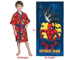 Roupão homem aranha infantil aveludado+toalha de banho-lepper premium natação