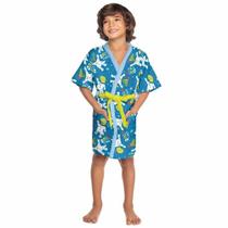 Roupão Infantil Aveludado Quimono Space Dino Lepper Roupão Infantil Aveludado Quimono Space Dino Lepper