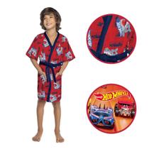 Roupão Infantil Banho Praia Aveludado Personagens Hotwheels - Lepper