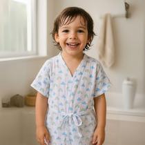 Roupão infantil criança praia piscina natação banho confortável macio seca soft de fralda 100% algodão estampado menino menina presente ate 4 anos
