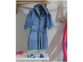 Roupão Infantil Döhler Felpa Velour com Capuz - Azul - Azul