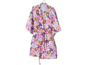 Roupão Infantil Döhler Felpa Velour Princesa Sofia Disney Rosa Claro
