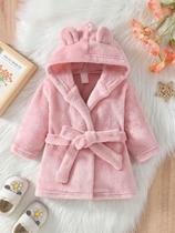 Roupão Infantil Fleece C Capuz Bebe Criança Bichinho Piscina