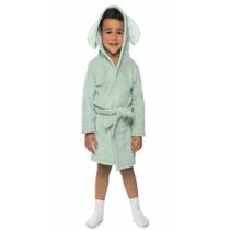 Roupão Infantil Menino Capuz Fleece Elefantinho Verde