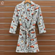 Roupão Infantil Menino e Menina Microfibra Plush Frio Inverno Super Macio Com Bolso Várias Estampas