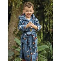Roupão Infantil Microfibra M/Longa C/Capuz Astronauta 3/5 anos