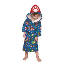 Roupão Infantil Super Mario Aveludado Com Capuz Lepper Roupão Infantil Super Mario Aveludado Com Capuz Lepper